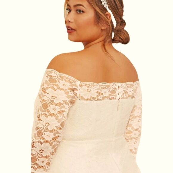 TORRID Special Occasion Ivory Lace Off Shoulder BodyCon Dress - Picture 7 of 16